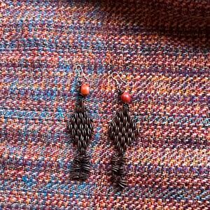 Elegant Brown Huayruru and Acacia Seed Beaded Earrings Brand new. Lightweight